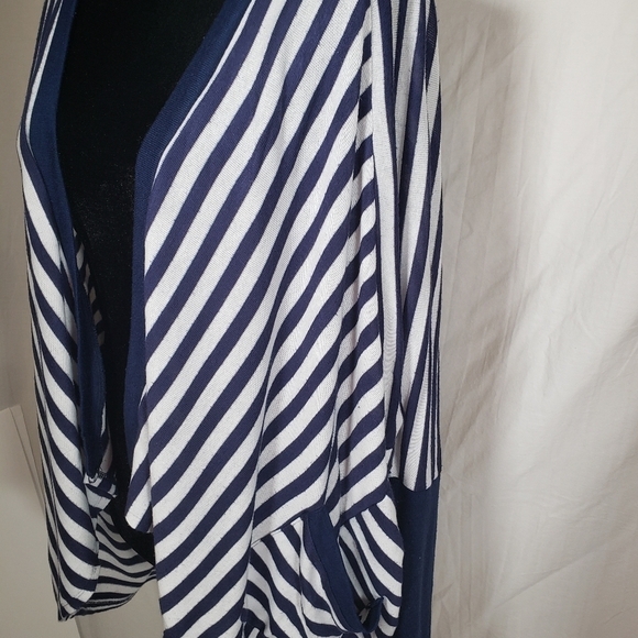 Jessica Simpson Maternity Navy And White Striped Cardigan With Pockets Sz S/M - Picture 2 of 10